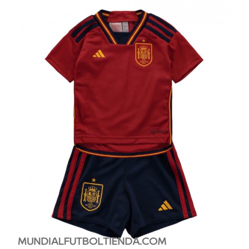 Camiseta España Primera Equipación Replica Mundial 2022 para niños mangas cortas (+ Pantalones cortos)